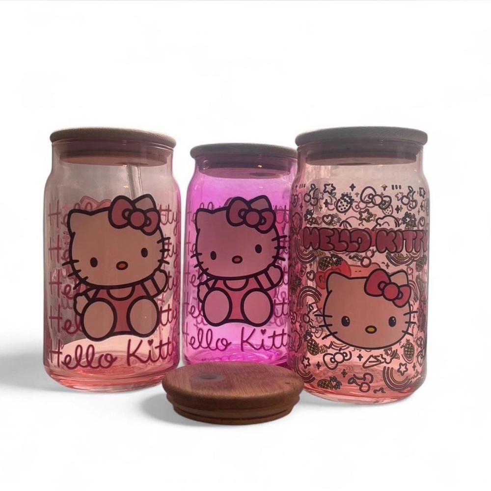 Hello Kitty Pink Glass jar set
